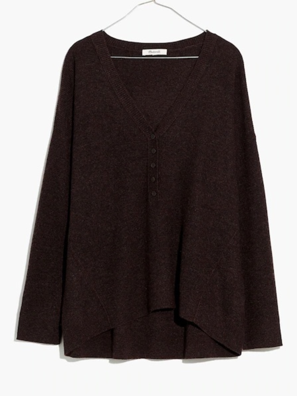 Madewell Asherton Cozy Waffle Knit Sweater Chocolate Brown Wool Alpaca Blend